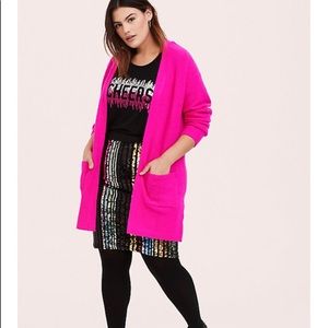 NWOT Torrid 1X NEON PINK KNIT OPEN FRONT CARDIGAN